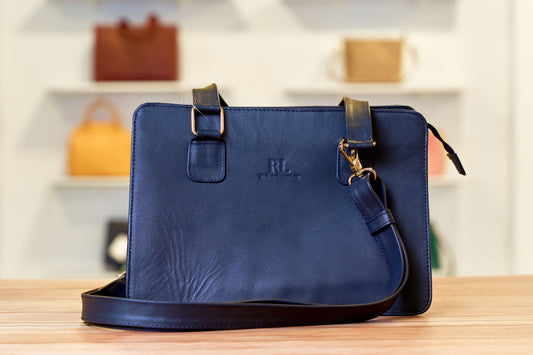 Bolso victoria cuero importado- Azul