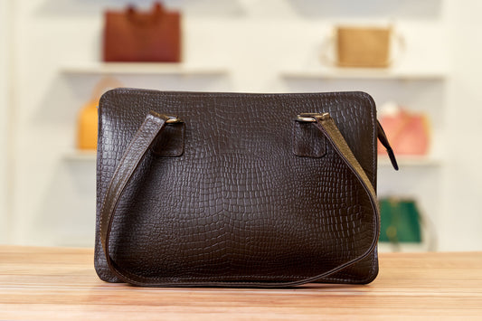 Bolso victoria cuero nacional- Café oscuro