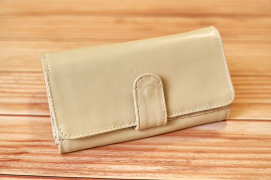 Billetera Doble Cuero Dama- Beige